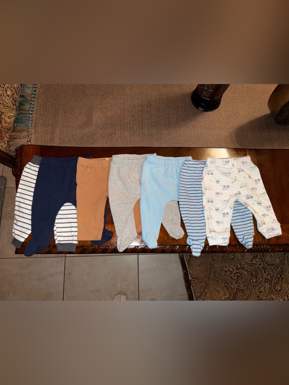 Baby Pants Pajama Bundle - Blue, Navy, Gray, Tan, Striped 3-6 months